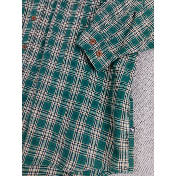 Moose Creek Heavy Linen Shirt Mens XL Green Plaid Button Down Relaxed Outdoors - Picture 4 of 13